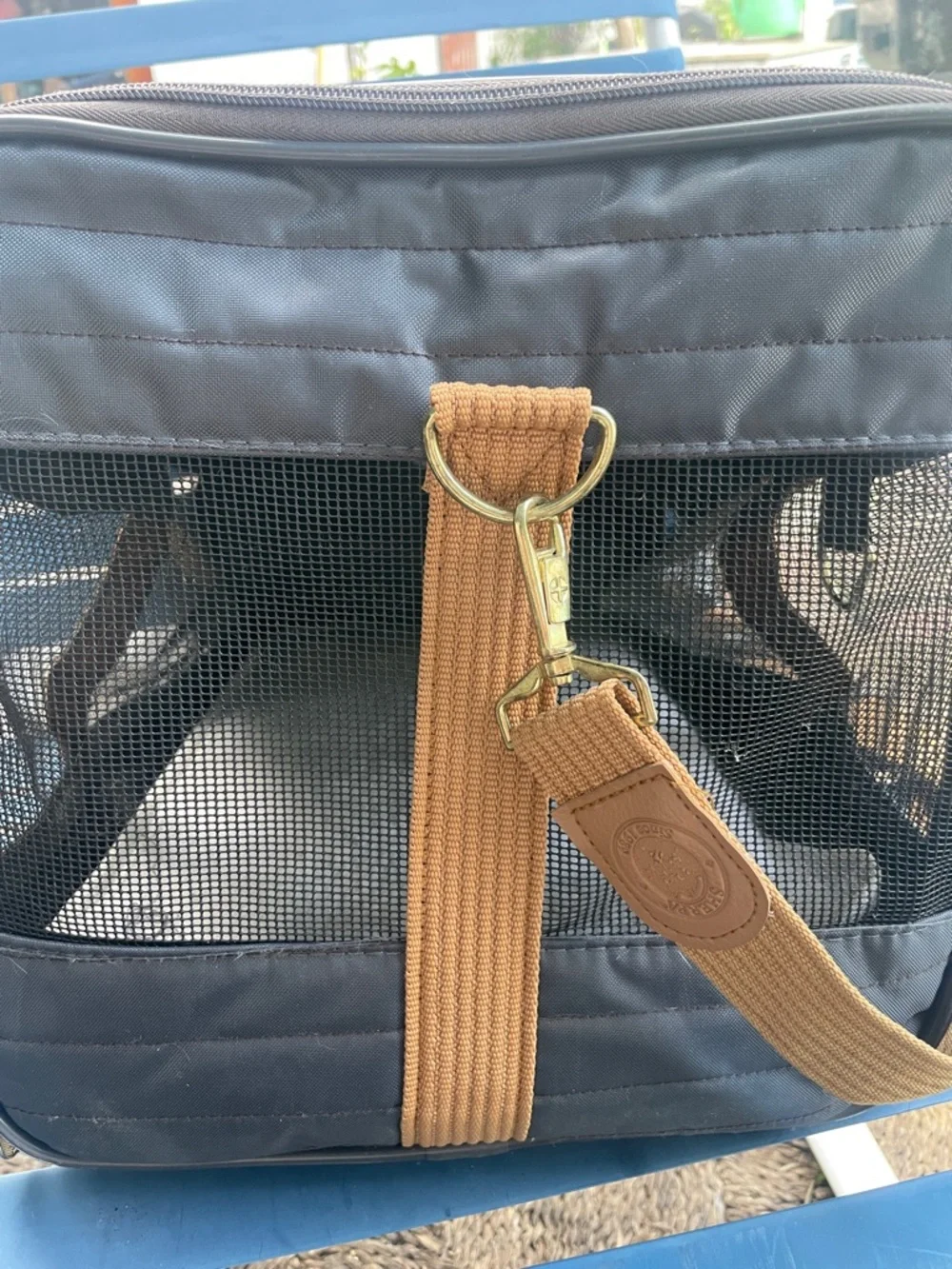 Soft-Sided Gray and Tan Cat Carrier with Mesh Ventilation